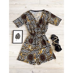 Salopeta dama casual scurta neagra cu imprimeu zig-zag