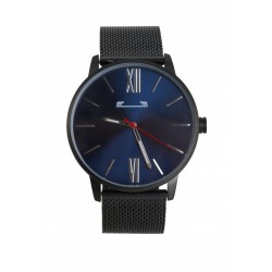 Ceas barbati minimalist cu bratara neagra si afisaj cu cifre romane