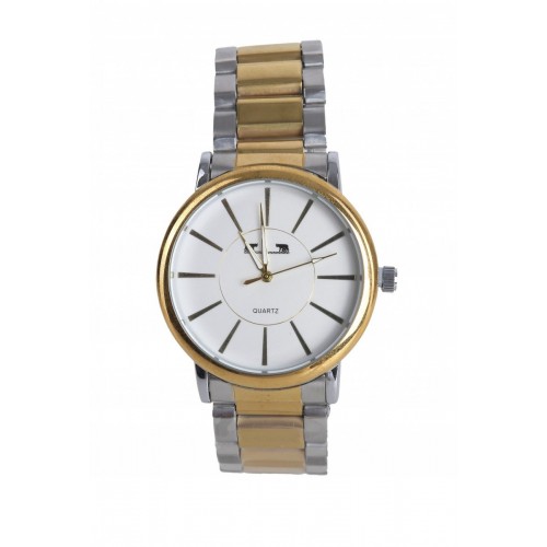 Ceas barbati bicolor argintiu cu auriu minimalist cu bratara eleganta deosebita