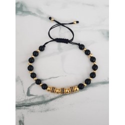 Bratara dama model deosebit cu margele negre si 3 cercuri cu pietricele negre