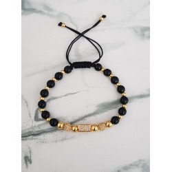 Bratara dama model deosebit cu margele aurii si bleumarin si forme cu pietricele stralucitoare