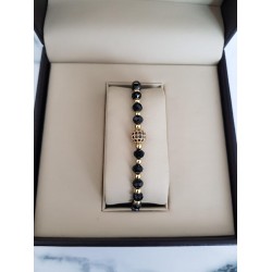 Bratara dama model deosebit cu margele negre si biluta cu pietricele negre