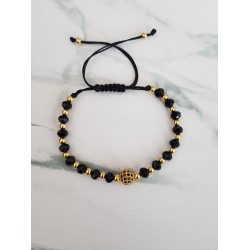 Bratara dama model deosebit cu margele negre si biluta cu pietricele negre