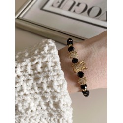 Set 3 bratari unisex modele deosebite cu margele negre si forme cu pietricele negre