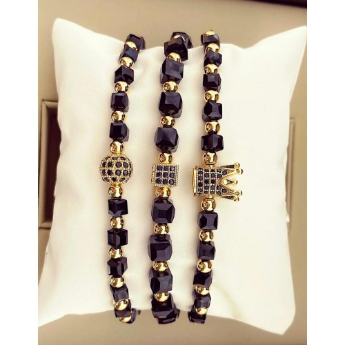 Set 3 bratari unisex modele deosebite cu margele si forme cu pietricele stralucitoare