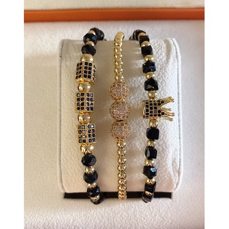 Set 3 bratari unisex modele deosebite cu margele si forme cu pietricele stralucitoare