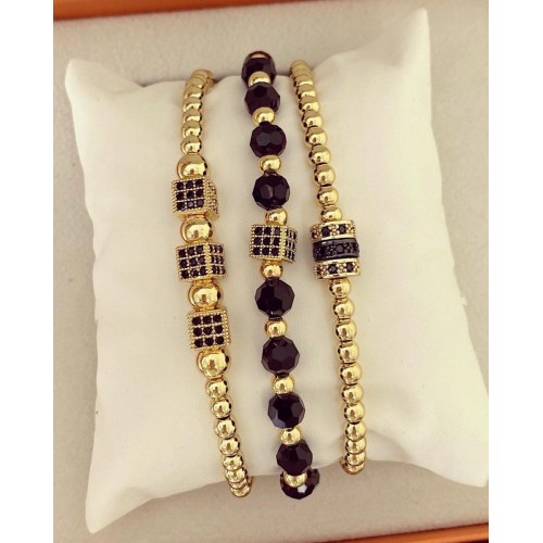 Set 3 bratari unisex modele deosebite cu margele si forme cu pietricele stralucitoare