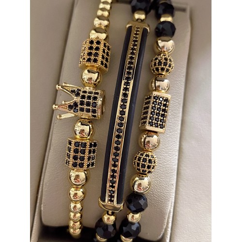Set 3 bratari unisex modele deosebite cu margele si forme cu pietricele stralucitoare