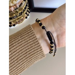 Bratara dama model deosebit cu margele aurii si negre simpla