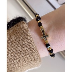 Set 3 bratari unisex modele deosebite cu margele negre si forme cu pietricele stralucitoare