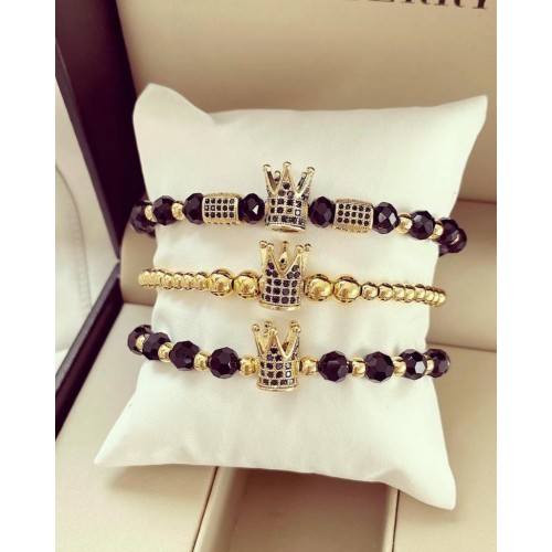 Set 3 bratari unisex modele deosebite cu margele si forme cu pietricele stralucitoare