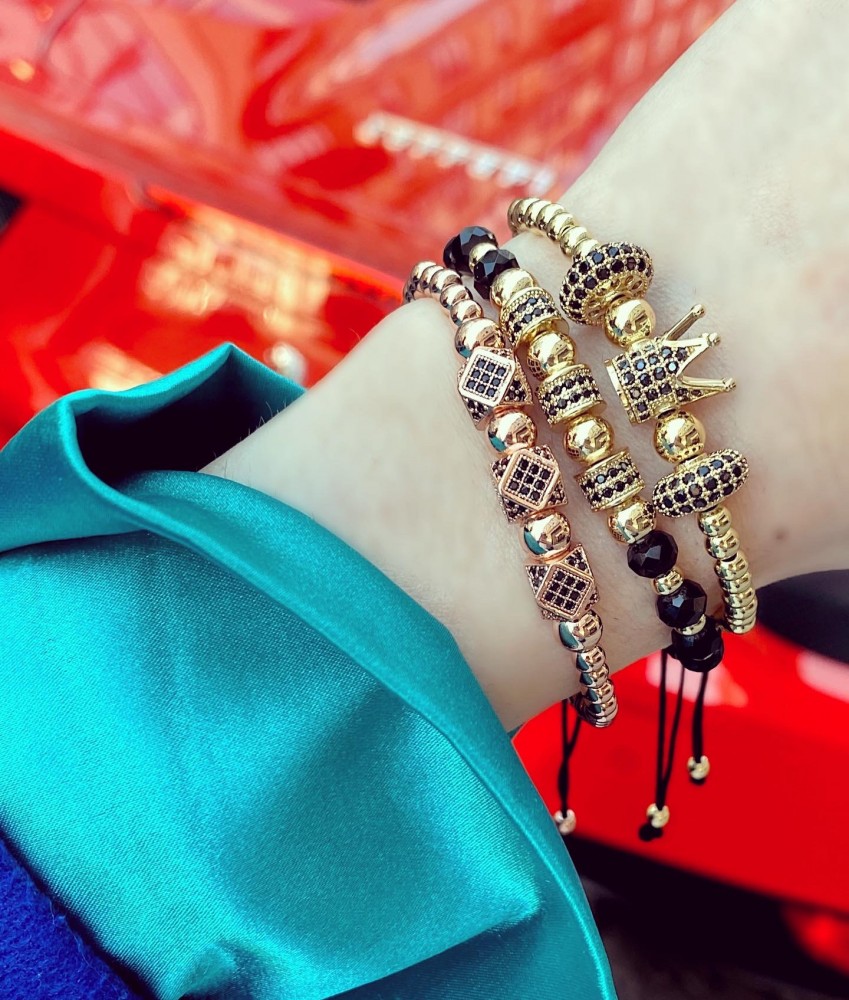 Set 3 bratari unisex modele deosebite cu margele si forme cu pietricele stralucitoare