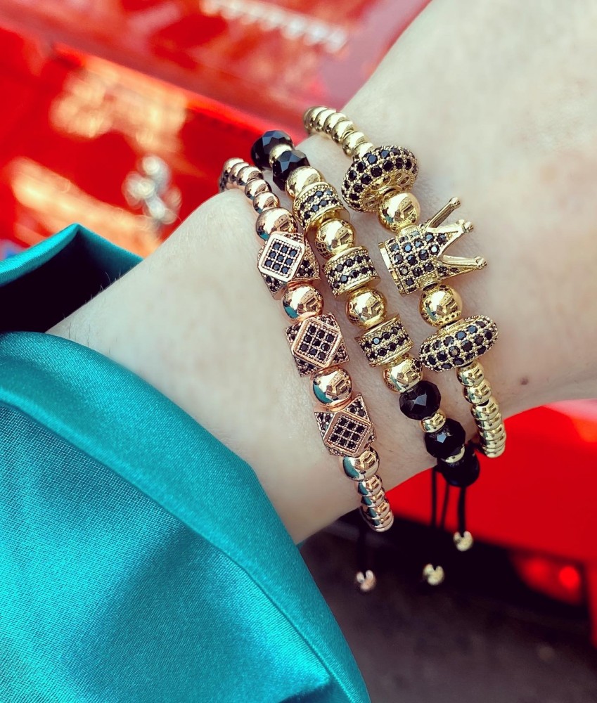 Set 3 bratari unisex modele deosebite cu margele si forme cu pietricele stralucitoare