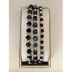 Set 3 bratari unisex modele deosebite cu margele aurii si forme cu pietricele negre