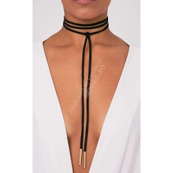 Choker negru fashion-punk din piele