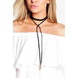 Choker negru fashion-punk din piele