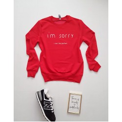 Bluza dama ieftina rosie cu maneci lungi si imprimeu I'm sorry