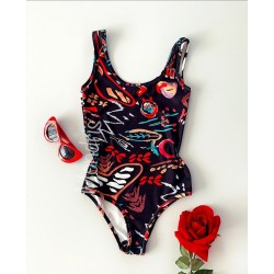 Body dama ieftin negru cu imprimeu floral