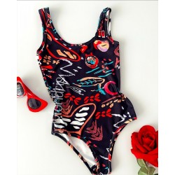 Body dama ieftin negru cu imprimeu floral
