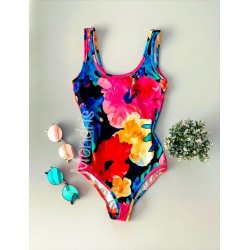 Body dama ieftin negru cu imprimeu flori colorate Water