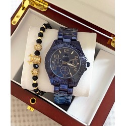 Ceas unisex bleumarin cu bratara metalica si cadran simplu