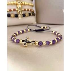 Bratara dama model deosebit cu piatra semipretioasa Ametist si design special cruciulita