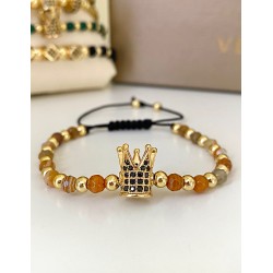 Bratara dama model deosebit cu piatra semipretioasa Ochi de tigru si design special coroana