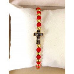 Bratara dama model deosebit cu piatra semipretioasa Howlit si design special cruciulita
