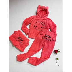 Compleu dama bumbac roz compus din trei piese cu model HK