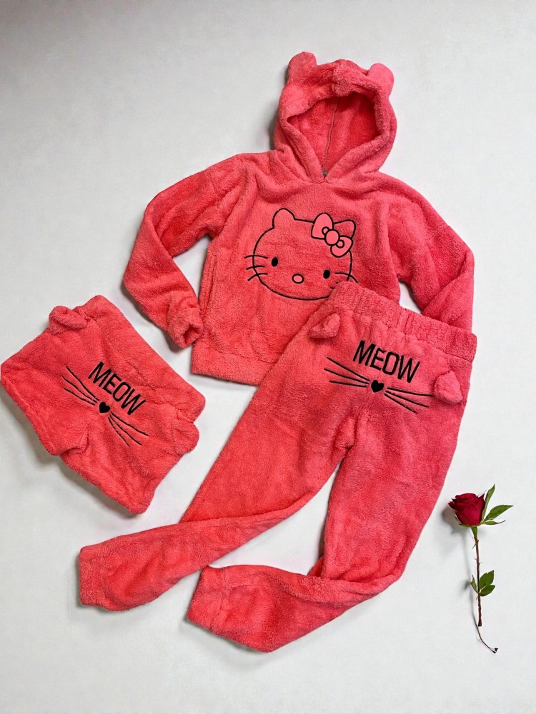 Compleu dama bumbac roz compus din trei piese cu model HK