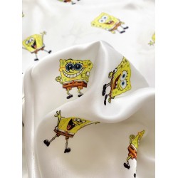 Pijama dama ieftina cu aspect satinat cu maieu si pantaloni scurti Sponge Bob - Zâmbete și Amintiri Din Copilărie