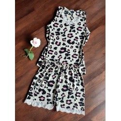 Pijama dama ieftina din bumbac cu lycra cu maieu si pantaloni scurti DALMA