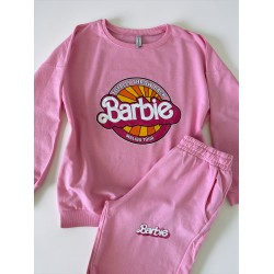 Pijama dama din bumbac cu pantaloni 3/4 si bluza roz cu imprimeu BARBIE