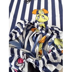 Pijama dama ieftina cu tricou si pantaloni 3/4 bleumarin cu imprimeu Tweety dungi
