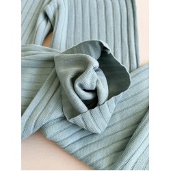 Pantaloni dama din tricot GROS bleu cu snur in talie