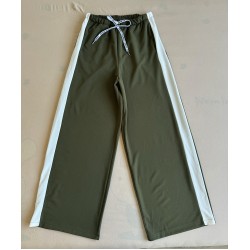 Pantaloni dama sport casual lungi cu dungi - khaki
