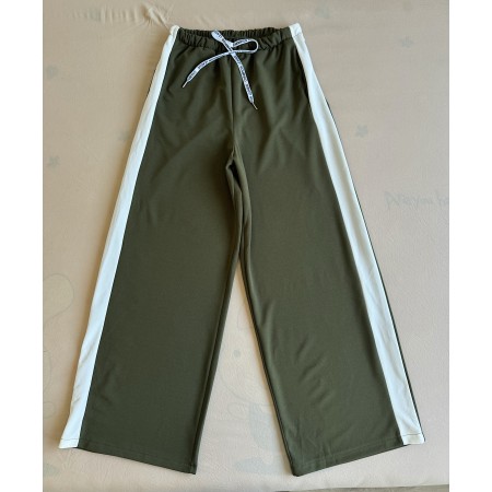 Pantaloni dama sport casual lungi cu dungi - khaki