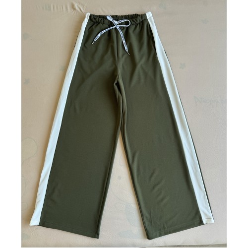 Pantaloni dama sport casual lungi cu dungi - khaki