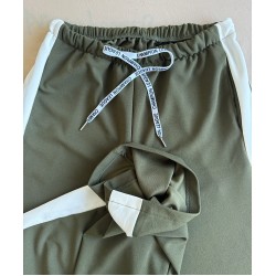 Pantaloni dama sport casual lungi cu dungi - khaki