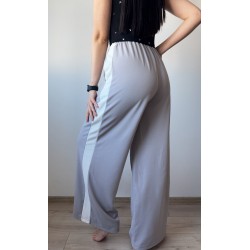 Pantaloni dama sport casual lungi cu dungi -  gri