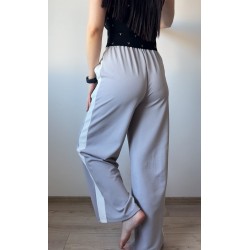 Pantaloni dama sport casual lungi cu dungi -  gri