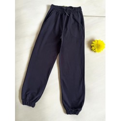 Pantaloni dama din bumbac fin negri cu snur in talie