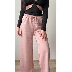 Pantaloni dama casual roz pudra foarte versatili cu snur in talie