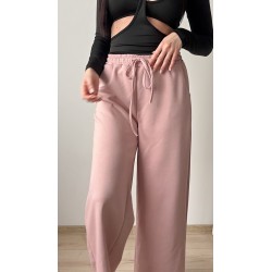 Pantaloni dama casual roz pudra foarte versatili cu snur in talie