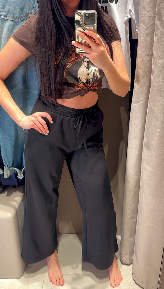 Pantaloni dama casual negri foarte versatili cu snur in talie Pantaloni dama casual negri foarte versatili cu snur in talie