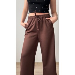 Pantaloni dama casual maro foarte versatili cu snur in talie