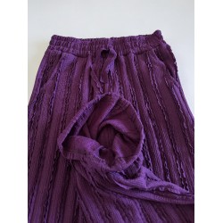 Pantaloni dama din bumbac mov cu aspect creponat foarte versatili