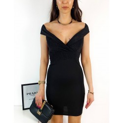 Rochie dama eleganta scurta neagra cu sclipici negru sus