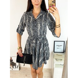 Rochie de zi ieftina gri cu imprimeu snake