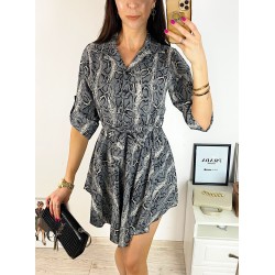 Rochie de zi ieftina gri cu imprimeu snake